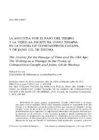 La angustia por el paso del tiempo y la vejez : la escritura como terapia en la poesía de Constantinos Cavafis y de Jaime Gil de Biedma