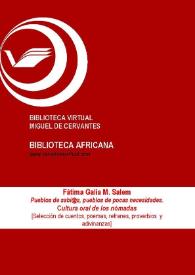 Pueblos de sabi@s, pueblos de pocas necesidades. Cultura oral de los nómadas [Selección de cuentos, poemas, refranes, proverbios y adivinanzas]