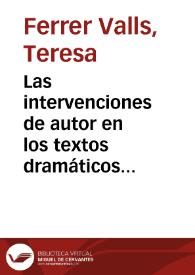 Las intervenciones de autor en los textos dramáticos del Siglo de Oro: una copia de 