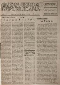 Izquierda Republicana. Año I, núm. 1, 15 de agosto de 1944