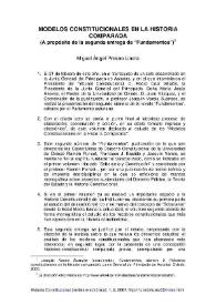 Modelos constitucionales en la historia comparada (A propósito de la segunda entrega de 