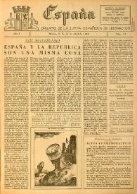 España : Órgano de la Junta Española de Liberación. Año I, núm. 11, 15 de abril de 1944