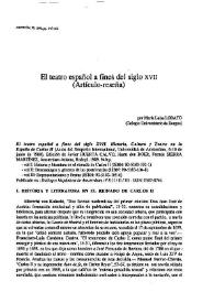 El teatro español a fines del siglo XVII. (Artículo-reseña)