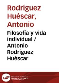 Filosofía y vida individual