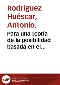 Para una teoría de la posibilidad basada en el pensamiento de Ortega