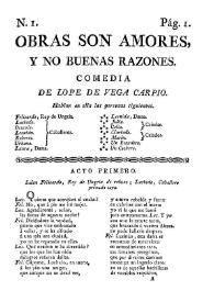 Obras son amores y no buenas razones. Comedia