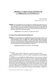 ¿Puede la propiedad justificar la primacía accionarial?