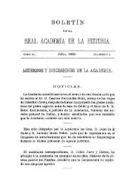 Noticias. Boletín de la Real Academia de la Historia, tomo 3 (julio 1883). Cuaderno I. Acuerdos y discusiones de la Academia