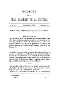 Noticias. Boletín de la Real Academia de la Historia, tomo 3 (diciembre 1883). Cuaderno VI. Acuerdos y discusiones de la Academia