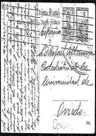 Tarjeta postal de César Calzada a Rafael Altamira. [Buenos Aires], 19 de febrero de 1909