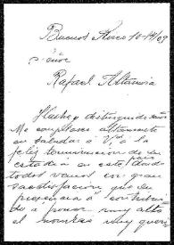 Carta de Ramona del Río a Rafael Altamira. Buenos Aires, 10 de abril de 1909