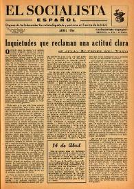 El Socialista Español : órgano central del P.S.O.E. Abril de 1954