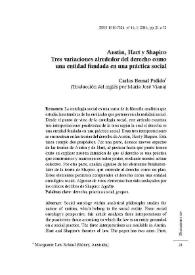 Austin, Hart y Shapiro. Tres variaciones alrededor del derecho como una entidad fundada en una práctica social