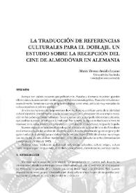 La traducción de referencias culturales para el doblaje. Un estudio sobre la recepción del cine de Almodóvar en Alemania