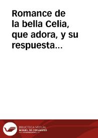 Romance de la bella Celia, que adora, y su respuesta