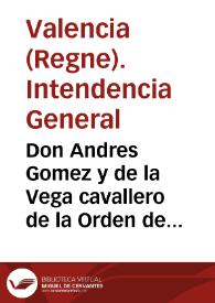 Don Andres Gomez y de la Vega cavallero de la Orden de Calatrava... Intendencia General... de Valencia... me previene el... Obispo de Cartagena... haviendo considerado el rey que el progresso que ha tomado la desercion en el exercito... 