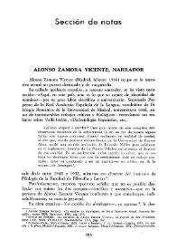 Alonso Zamora Vicente, narrador