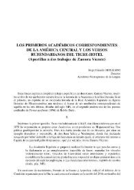 Los primeros académicos correspondientes de la América Central y los versos rubendarianos del tigre-hotel (Apostillas a dos trabajos de Zamora Vicente)