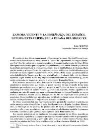 Zamora Vicente y la enseñanza del Español Lengua Extranjera en la España del siglo XX