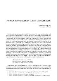 Forma y doctrina de la última lírica de Lope