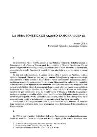 La obra fonética de Alonso Zamora Vicente