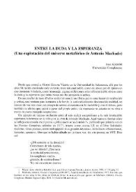 Entre la duda y la esperanza (una exploración del universo metafórico de Antonio Machado)