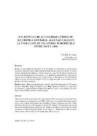 Las revistas de actualidad germen de la crónica literaria. Algunas calas en la evolución de un género periodístico entre 1845 y 1868