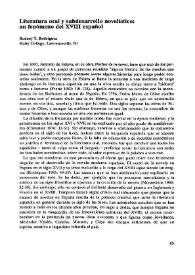 Literatura oral y subdesarrollo novelístico: un fenómeno del XVIII español