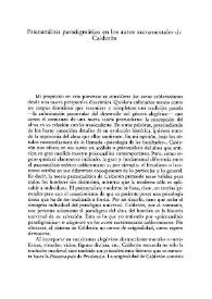 Psicoanálisis paradigmático en los autos sacramentales de Calderón