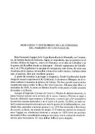 Moralidad y reformismo en las comedias del Marqués de Casa-Cagigal