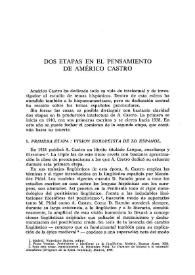 Dos etapas en el pensamiento de Américo Castro 