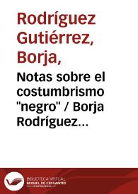 Notas sobre el costumbrismo 