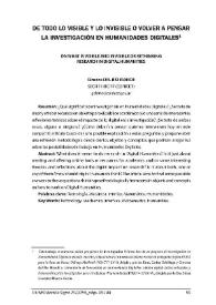 De todo lo visible y lo invisible o volver a pensar la investigación en Humanidades Digitales