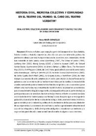 Historial oral, memoria colectiva y comunidad en el teatro del mundo: el caso del teatro 