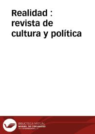 Realidad : revista de cultura y política