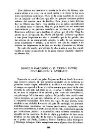 Rómulo Gallegos o el duelo entre civilización y barbarie