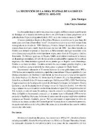 La recepción de la obra teatral de Galdós en México: 1892-1952