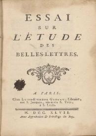 Essai sur l'étude des belles lettres