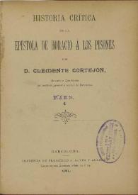 Historia crítica de la Epístola de Horacio a los Pisones