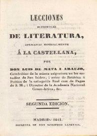 Lecciones elementales de Literatura, aplicadas especialmente á la Castellana