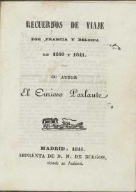 Recuerdos de viaje por Francia y Bélgica en 1840 a 1841