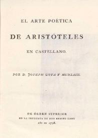 El arte poética de Aristóteles en castellano