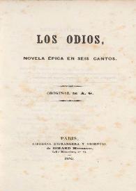 Los odios, novela épica en seis cantos