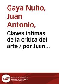 Claves íntimas de la crítica del arte