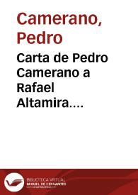 Carta de Pedro Camerano a Rafael Altamira. Penitenciaria Nacional, 26 de julio de 1909