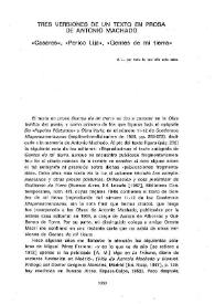 Tres versiones de un texto en prosa de Antonio Machado. 