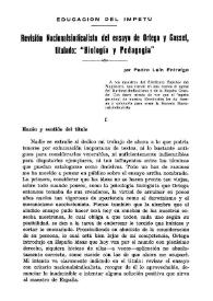 Revisión nacionalsindicalista del ensayo de Ortega y Gasset titulado 