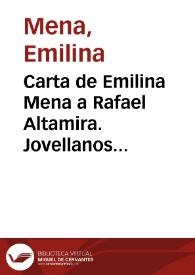 Carta de Emilina Mena a Rafael Altamira. Jovellanos (Matanzas, Cuba), 5 de marzo de 1910