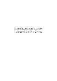 Sobre la europeización (arbitrariedades)