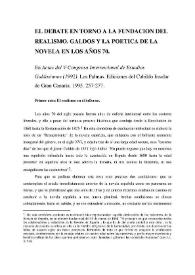 El debate en torno a la fundación del Realismo. Galdós y la poética de la novela en los años 70 